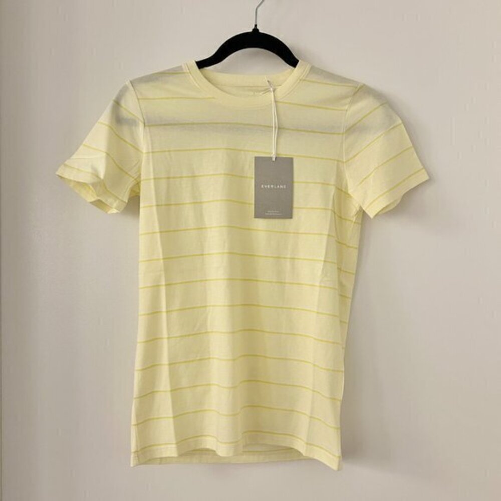 Everlane The Organic Cotton Striped Tee Baby Yellow Size S NWT